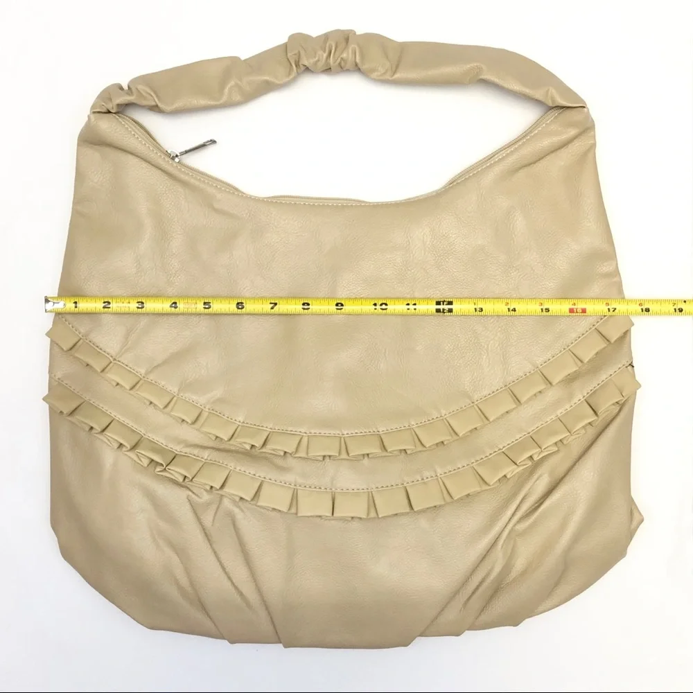 Cream Hobo Ruffle Hobo Purse